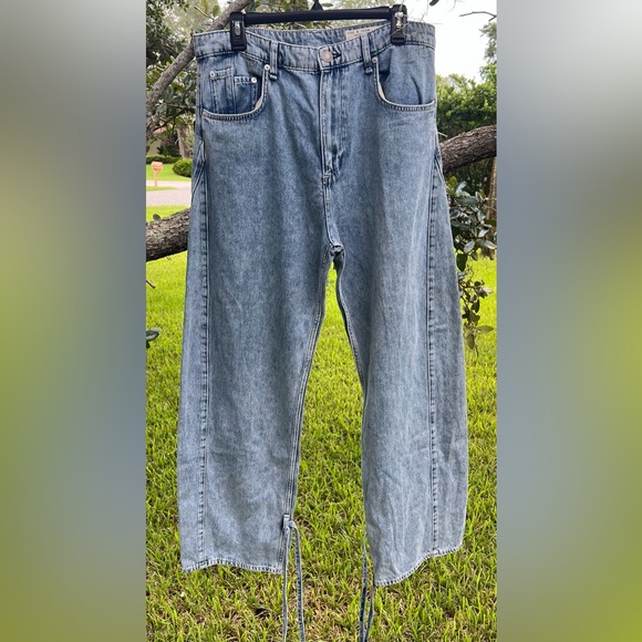 Rag & Bone Splice Barrel Jeans Women's 29 Alisha Zip Fly Button Closure 5-Pocket - Picture 1 of 7